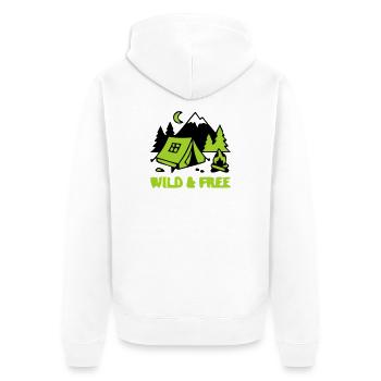 Camping Zelt Natur Grafik - Unisex Premium Bio Zip Hoodie - Weiß - Hinten - Thijin (182cm)