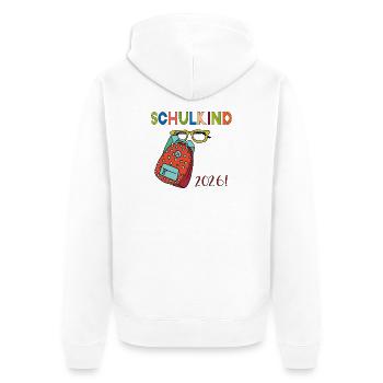 Schulkind 2026 - Unisex Premium Bio Zip Hoodie - Weiß - Hinten - Thijin (182cm)