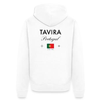 Tavira Portugal Coordinates Travel Souvenir - Unisex Premium Organic Zip Hoodie - white - Back - Thijin (182cm)