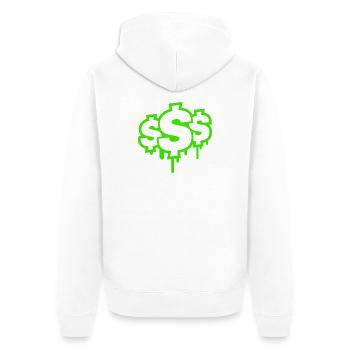 Neon Graffiti Dollarzeichen Tropfen - Unisex Premium Bio Zip Hoodie - Weiß - Hinten - Thijin (182cm)