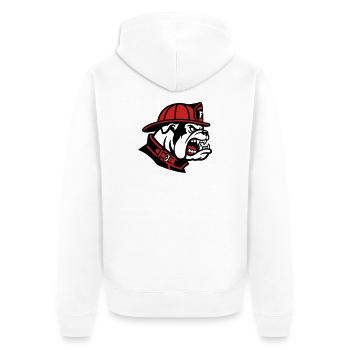 Feuerwehr Bulldogge Maskottchen - Unisex Premium Bio Zip Hoodie - Weiß - Hinten - Thijin (182cm)