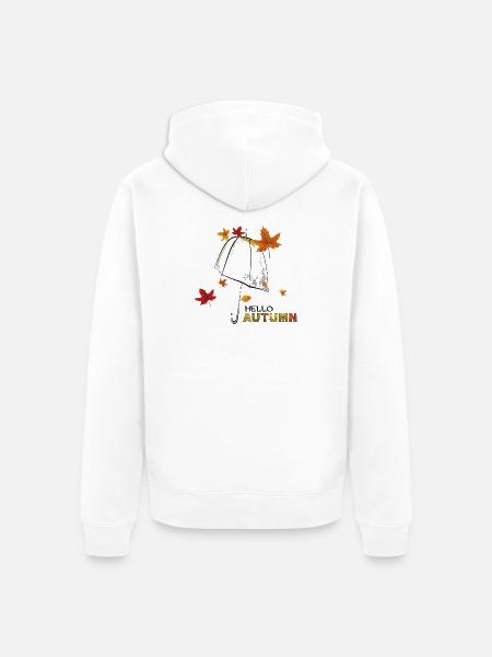 Herbstlaub Hello Autumn - Unisex Premium Bio Zip Hoodie - Weiß