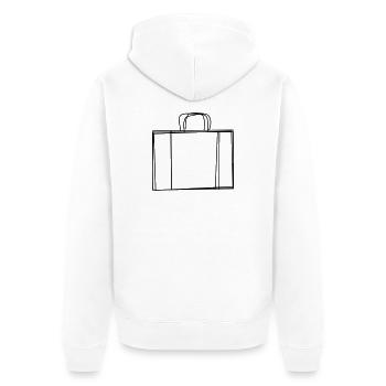 Koffer handgezeichnet - Unisex Premium Bio Zip Hoodie - Weiß - Hinten - Thijin (182cm)