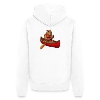 Capybara beim Kanufahren - Unisex Premium Bio Zip Hoodie - Weiß - Hinten - Thijin (182cm)