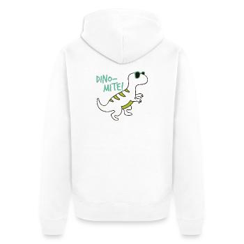 Cooler Dinosaurier Dino-Mite Sonnenbrille Fun - Unisex Premium Bio Zip Hoodie - Weiß - Hinten - Thijin (182cm)