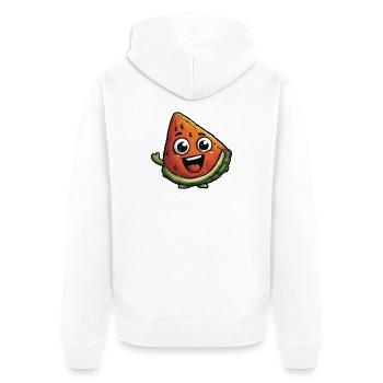 Lachende Wassermelonenscheibe - Unisex Premium Bio Zip Hoodie - Weiß - Hinten - Thijin (182cm)