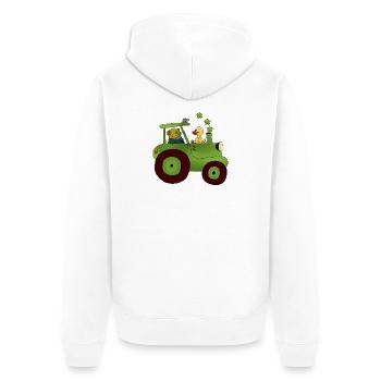 Mit dem Trecker unterwegs - Unisex Premium Bio Zip Hoodie - Weiß - Hinten - Thijin (182cm)