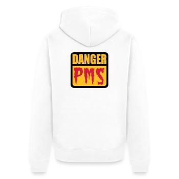 Danger PMS | Prämenstruelles Syndrom | - Unisex Premium Organic Zip Hoodie - white - Back - Thijin (182cm)