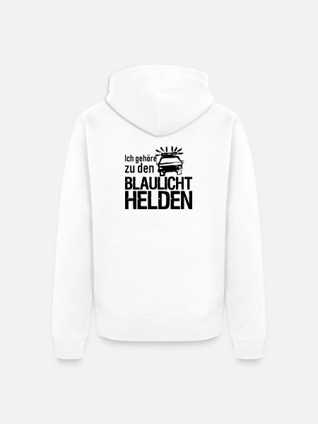 Blaulicht Polizei Feuerwehr Sanitäter Geschenk - Unisex Premium Bio Zip Hoodie - Weiß