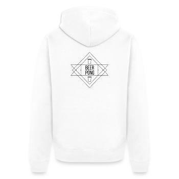 Beer Pong Crest - Unisex Premium Bio Zip Hoodie - Weiß - Hinten - Thijin (182cm)