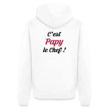 Papy / Grand Pere / Naissance / Bébé Cuisine Chef - Veste à capuche bio Premium Unisexe - blanc - Dos - Thijin (182cm)