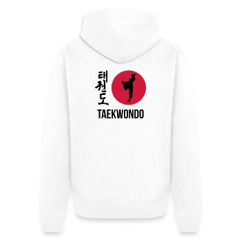 Taekwon-Do / Taekwondo / Taekwondoin / Art Martial - Veste à capuche bio Premium Unisexe - blanc - Dos - Thijin (182cm)