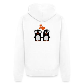pinguine liebe valentinstag - Unisex Premium Bio Zip Hoodie - Weiß - Hinten - Thijin (182cm)