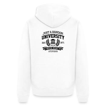 Just a random University I never went to Student - Unisex Premium Bio Zip Hoodie - Weiß - Hinten - Thijin (182cm)
