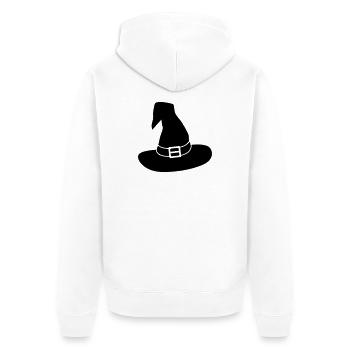 Hexenhut / schwarz-weiß / einfärbbar - Unisex Premium Bio Zip Hoodie - Weiß - Hinten - Thijin (182cm)