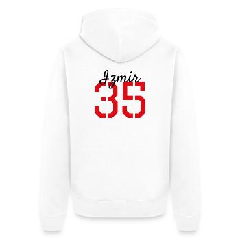 Izmir 35 Turkey - Unisex Premium Organic Zip Hoodie - white - Back - Thijin (182cm)