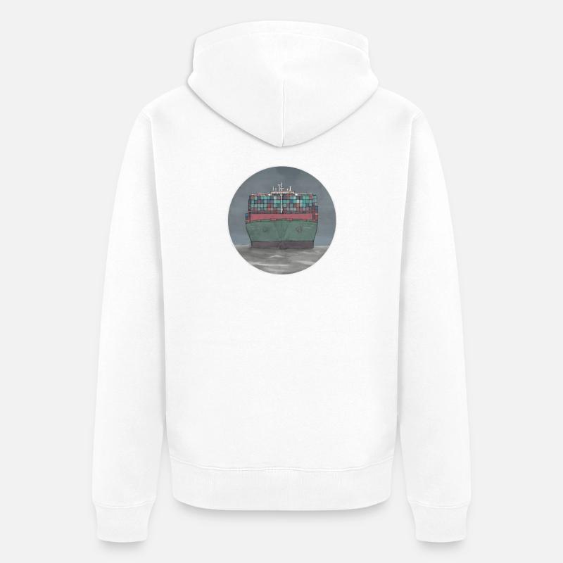 Containerschiff - Unisex Premium Bio Zip Hoodie - Weiß