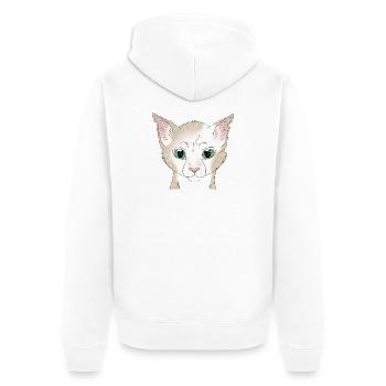 Katze weiß beige - Unisex Premium Bio Zip Hoodie - Weiß - Hinten - Thijin (182cm)