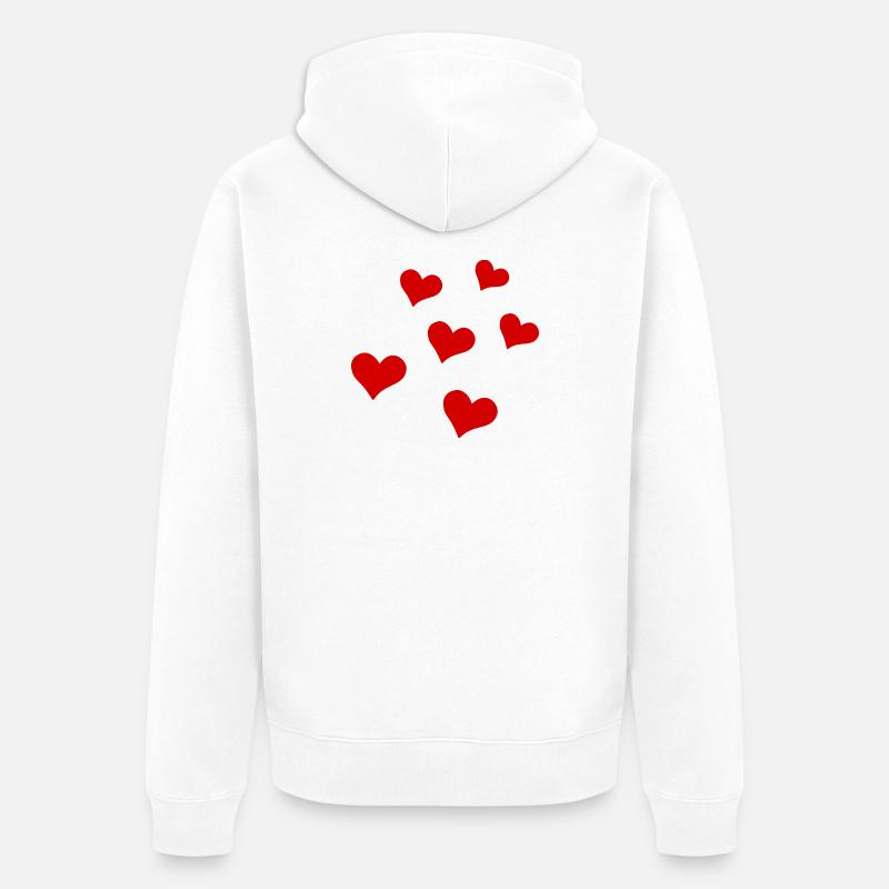 Cœurs épars - Veste à capuche bio Premium Unisexe - blanc