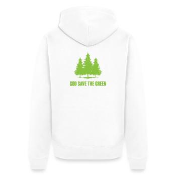 Gott schütze das Grün - Unisex Premium Bio Zip Hoodie - Weiß - Hinten - Thijin (182cm)