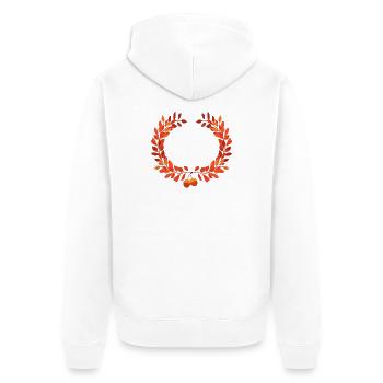 Herbstlaub Kranz mit Eicheln - Unisex Premium Bio Zip Hoodie - Weiß - Hinten - Thijin (182cm)