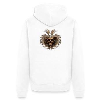 Superbe crâne steampunk doré - Veste à capuche bio Premium Unisexe - blanc - Dos - Thijin (182cm)