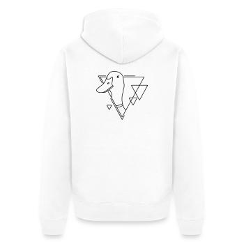 Canard en forme géométrique - Conception d’art au trait - Veste à capuche bio Premium Unisexe - blanc - Dos - Thijin (182cm)