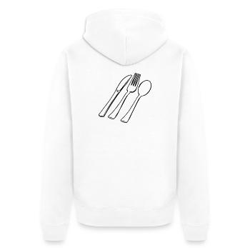 Cuillère à fourche à couverts et couteau transparent - Veste à capuche bio Premium Unisexe - blanc - Dos - Thijin (182cm)