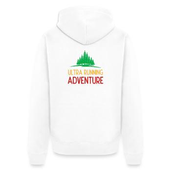 Ultra Running Advrenture - Unisex Premium Bio Zip Hoodie - Weiß - Hinten - Thijin (182cm)