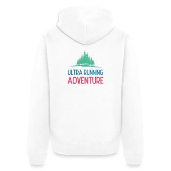 Ultra Running Advrenture - Unisex Premium Bio Zip Hoodie - Weiß - Hinten - Thijin (182cm)