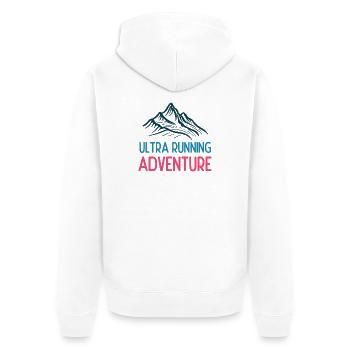 Ultra Running Advrenture - Unisex Premium Bio Zip Hoodie - Weiß - Hinten - Thijin (182cm)