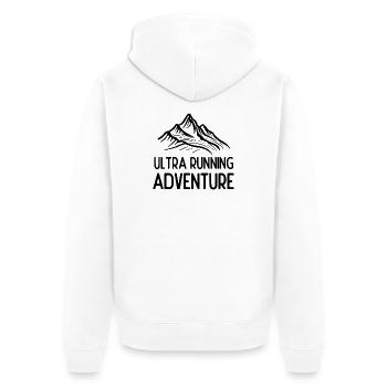 Ultra Running Advrenture - Unisex Premium Bio Zip Hoodie - Weiß - Hinten - Thijin (182cm)