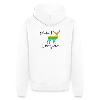 Pride Month LGBTQ - Oh Deer I'm Queer! - Unisex Premium Organic Zip Hoodie - white - Back - Thijin (182cm)