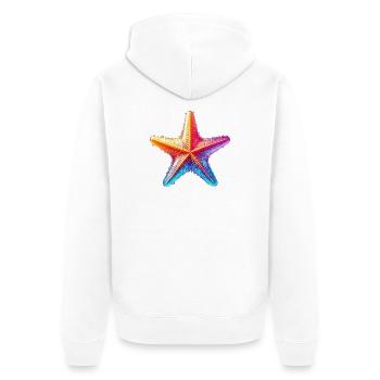 Seestern - Unisex Premium Bio Zip Hoodie - Weiß - Hinten - Thijin (182cm)