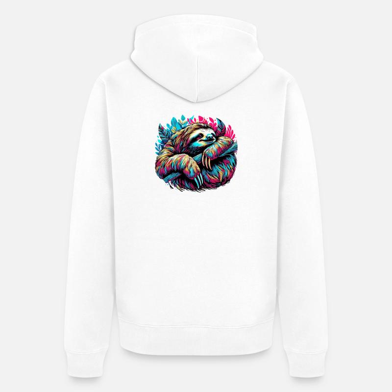 Faultier - Unisex Premium Bio Zip Hoodie - Weiß