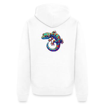 Gecko - Unisex Premium Organic Zip Hoodie - white - Back - Thijin (182cm)
