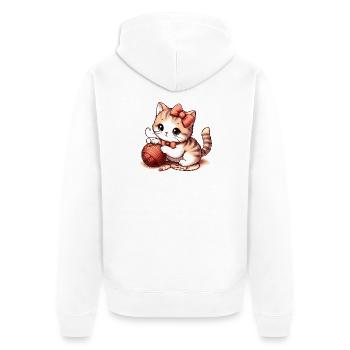 Katzenspiel - Unisex Premium Bio Zip Hoodie - Weiß - Hinten - Thijin (182cm)