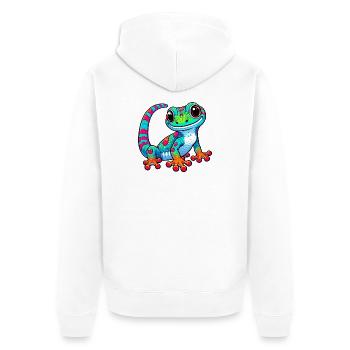 Gecko - Unisex Premium Organic Zip Hoodie - white - Back - Thijin (182cm)