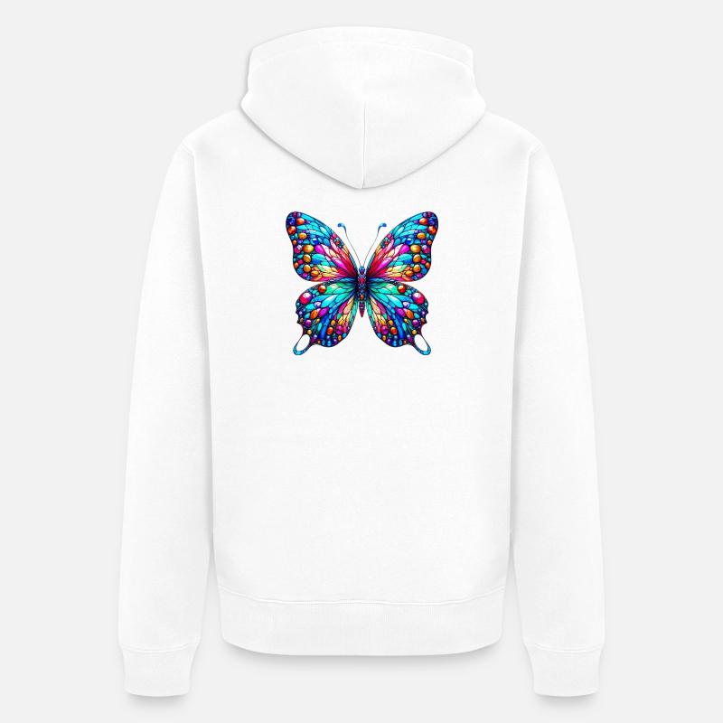 Papillon - Veste à capuche bio Premium Unisexe - blanc