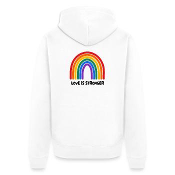 L’amour est plus fort. LGBT - Veste à capuche bio Premium Unisexe - blanc - Dos - Thijin (182cm)