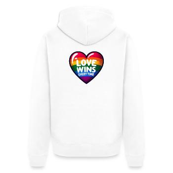L’AMOUR GAGNE À CHAQUE FOIS : Célébrez la fierté et l’unité - Veste à capuche bio Premium Unisexe - blanc - Dos - Thijin (182cm)