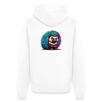 Igel - Unisex Premium Bio Zip Hoodie - Weiß - Hinten - Thijin (182cm)