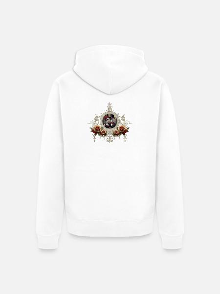 Romantik eines Totenkopf-Hochzeitspaares - Unisex Premium Bio Zip Hoodie - Weiß