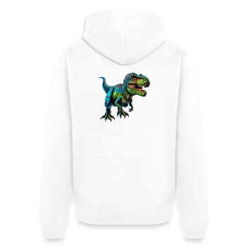 Dinosaurier - Unisex Premium Bio Zip Hoodie - Weiß - Hinten - Thijin (182cm)