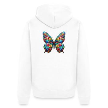 Butterfly - Unisex Premium Organic Zip Hoodie - white - Back - Thijin (182cm)