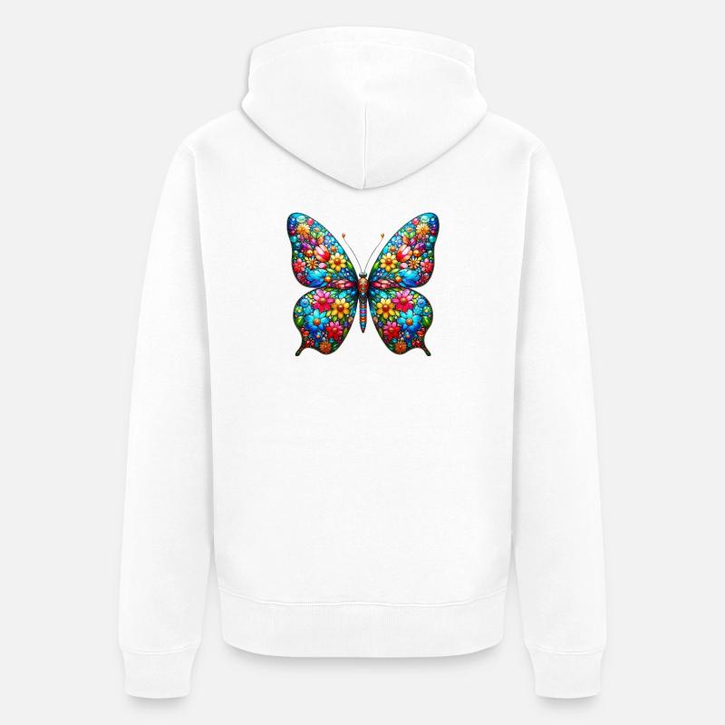 Papillon - Veste à capuche bio Premium Unisexe - blanc