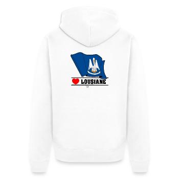Drapeau Lousiane coeur LOUSIANE - Veste à capuche bio Premium Unisexe - blanc - Dos - Thijin (182cm)