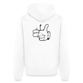 Peow Peow - Anglerhand - Nokidding-Fishing - Veste à capuche bio Premium Unisexe - blanc - Dos - Thijin (182cm)