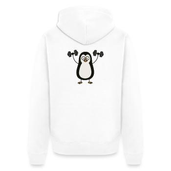 Pingouin drôle avec haltère Fitness Workout - Veste à capuche bio Premium Unisexe - blanc - Dos - Thijin (182cm)