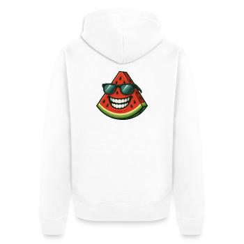 Pastèque fraîche avec lunettes de soleil Fruits d’été - Veste à capuche bio Premium Unisexe - blanc - Dos - Thijin (182cm)